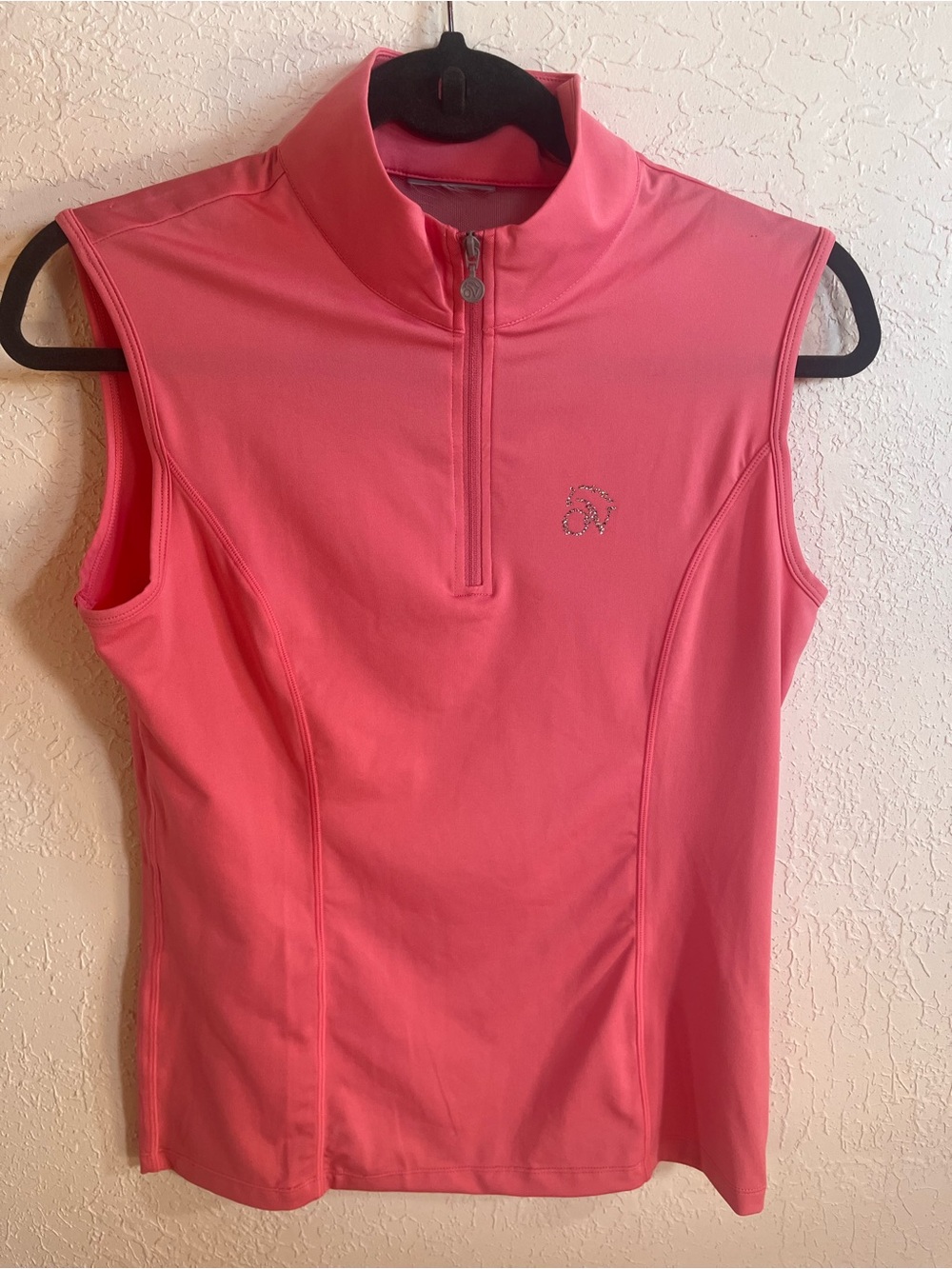 Sleeveless Ovation Pink Performance Zip-Front Top